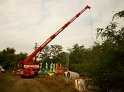 LKW faehrt in den Rhein Langel Hitdorf Faehre P384